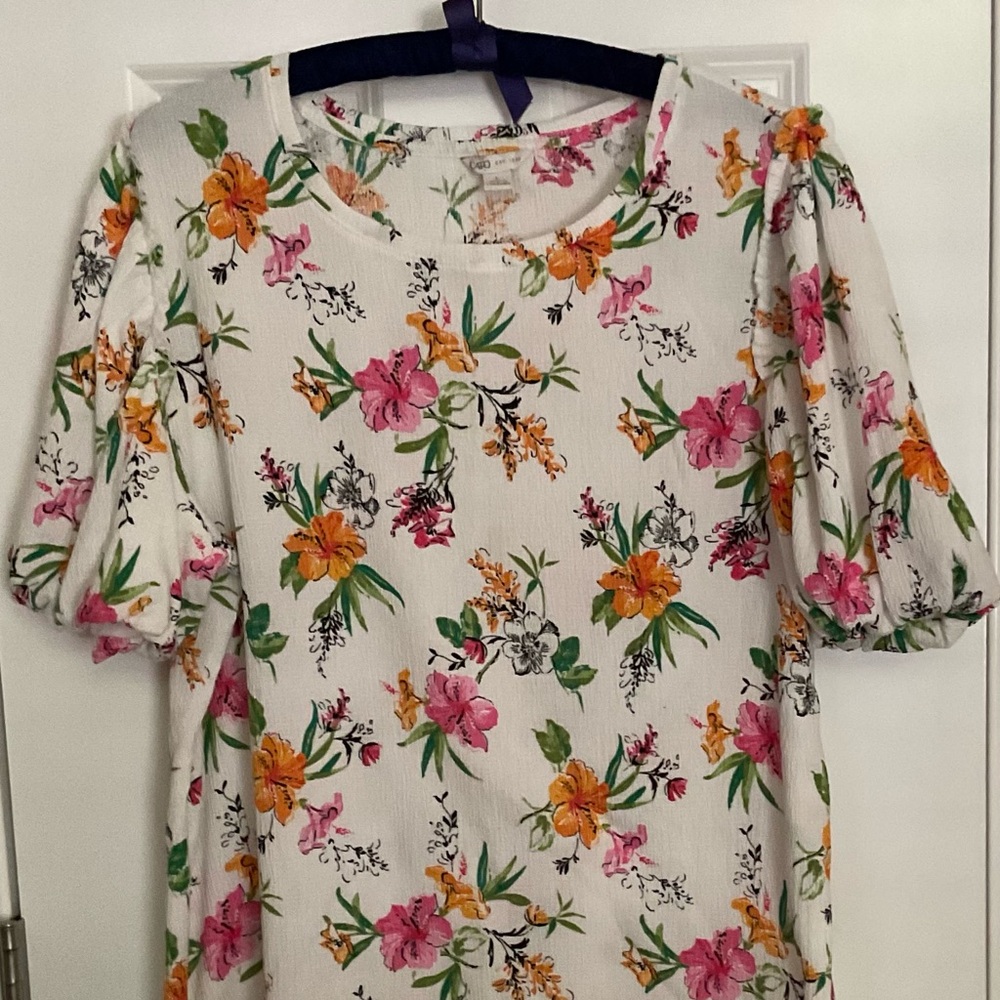 Cato Floral Blouse with Pink and Orange Accents